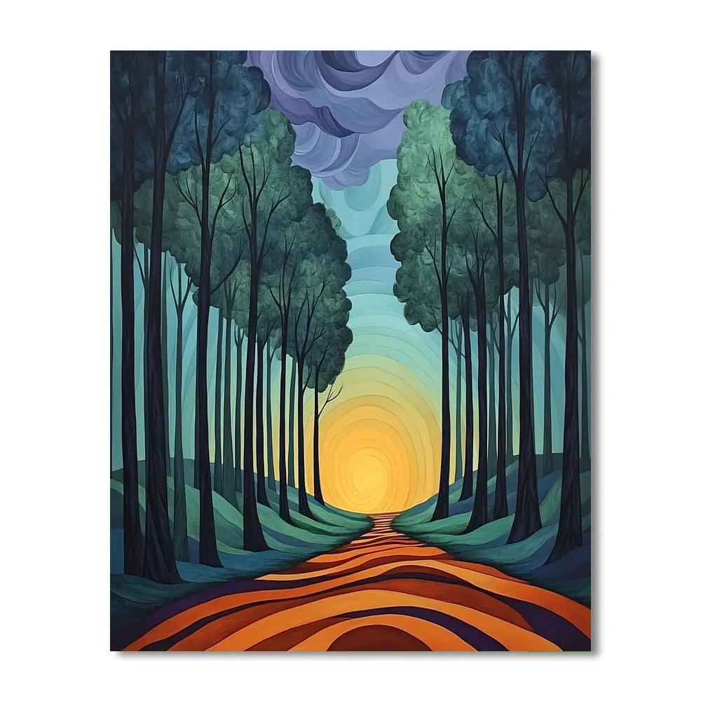 Edvard Munch Inspired Enchanted Forest Of Liminal Dawn DIY paint by numbers