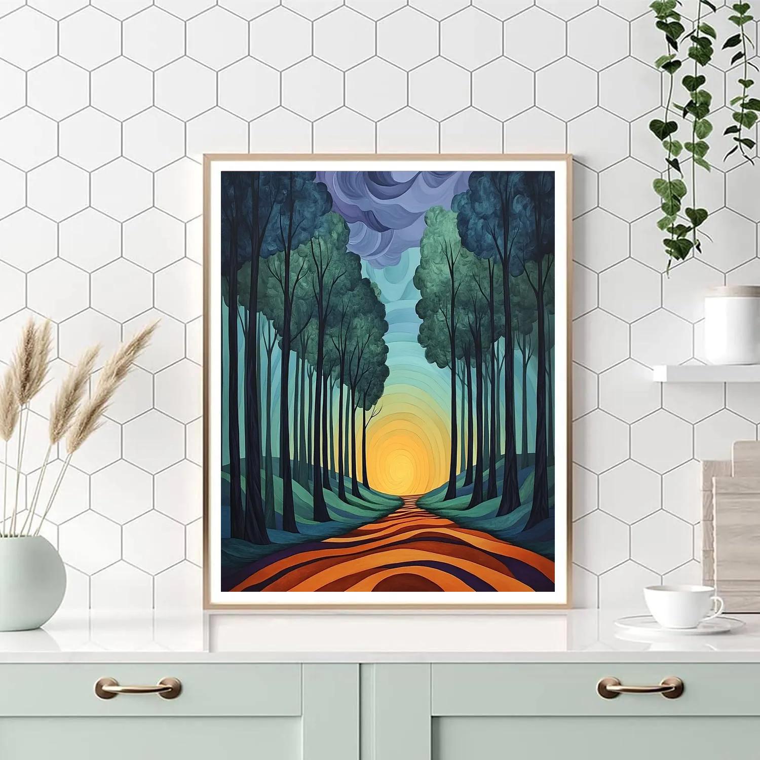 Edvard Munch Inspired Enchanted Forest Of Liminal Dawn DIY paint by numbers