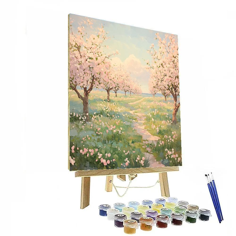 Claude Monet Inspired Spring Orchard In Haze paint by numbers