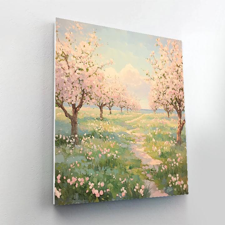 Claude Monet Inspired Spring Orchard In Haze paint by numbers