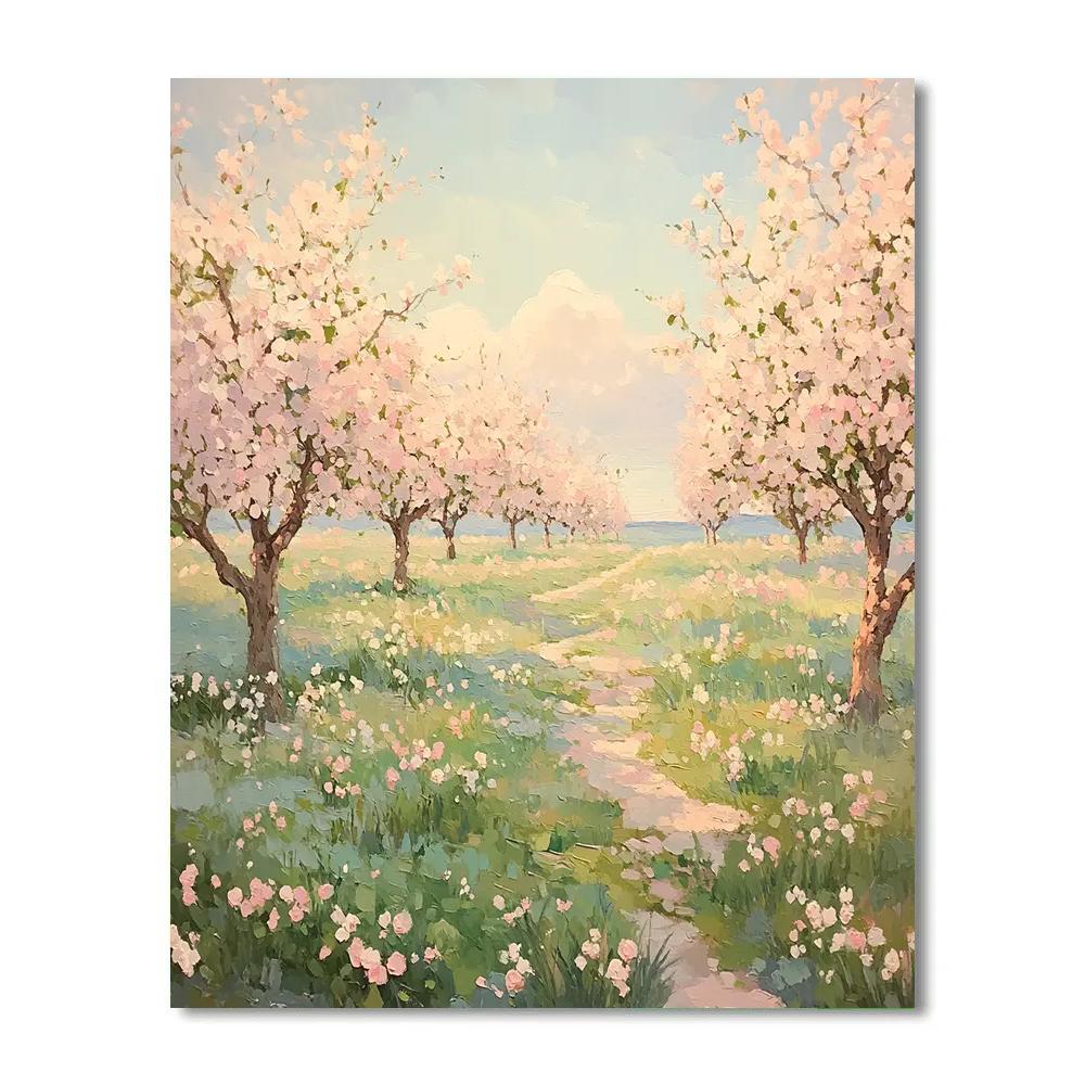 Claude Monet Inspired Spring Orchard In Haze paint by numbers