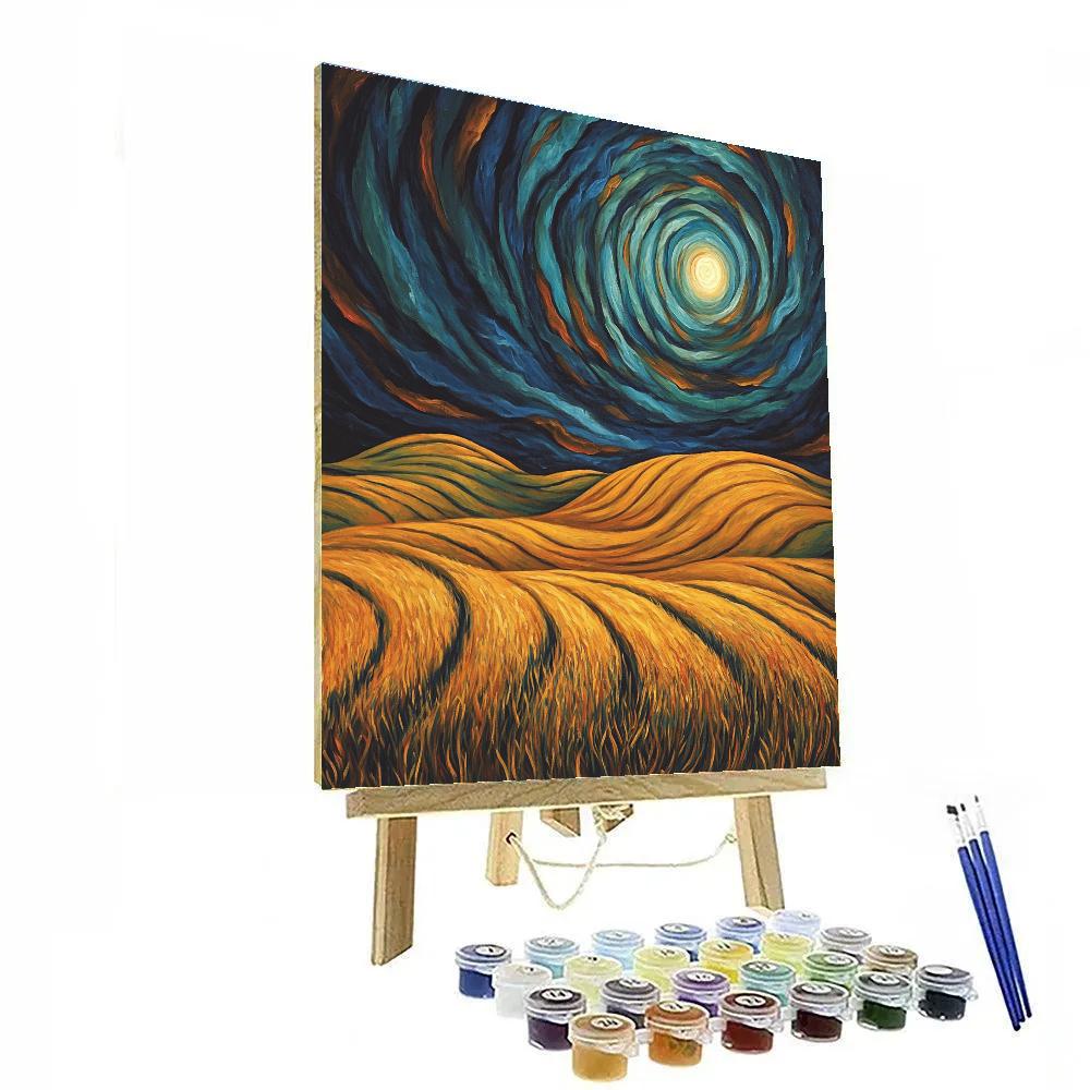 Edvard Munch Inspired Cosmic Storm Over Restless Fields Paint by numbers art