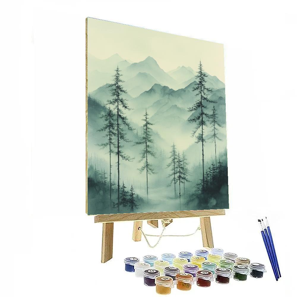 Zhao Mengfu Inspired Mist Over Silent Pines Numbered painting kits