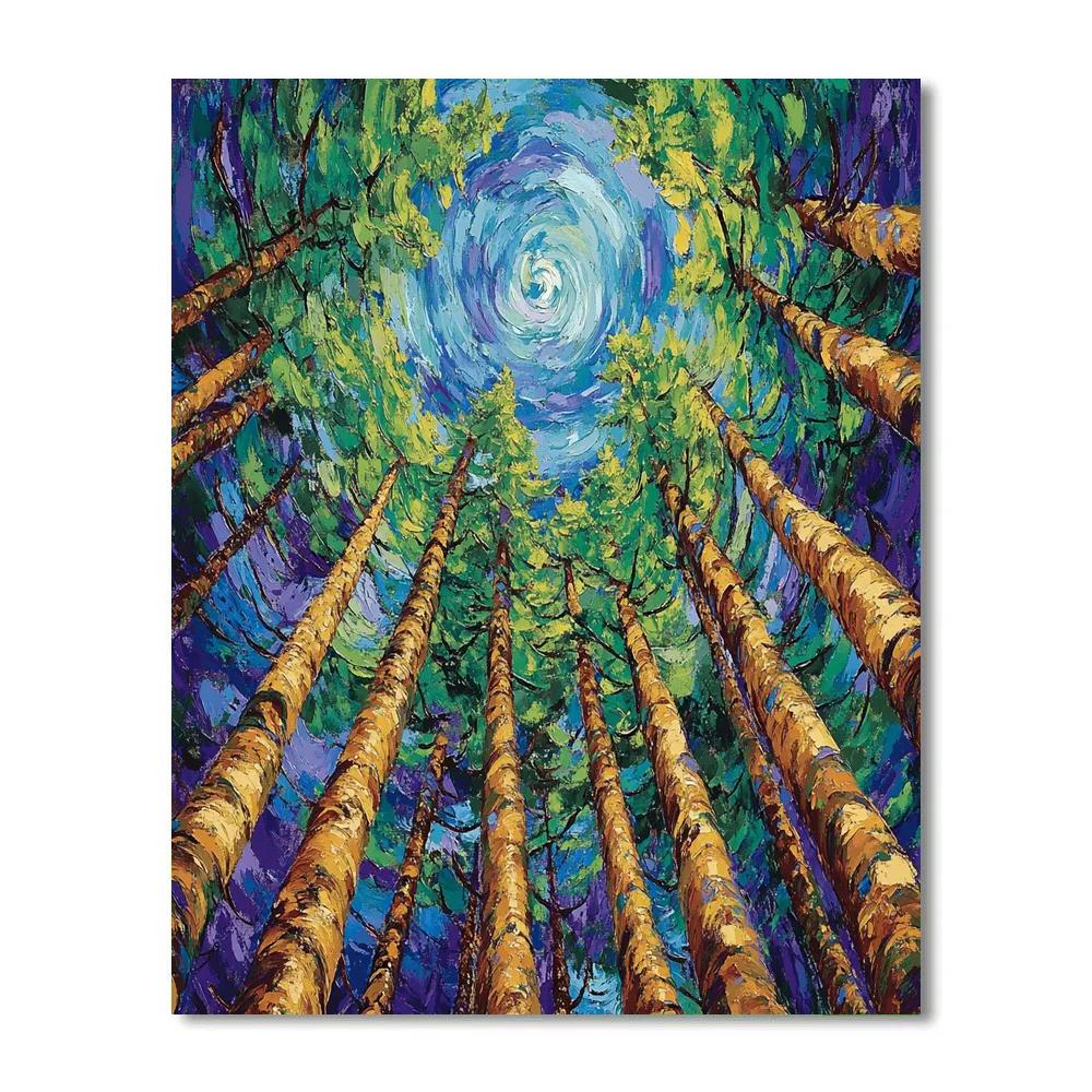 Emily Carr Inspired Cathedral Grove Skywhorls DIY paint by numbers