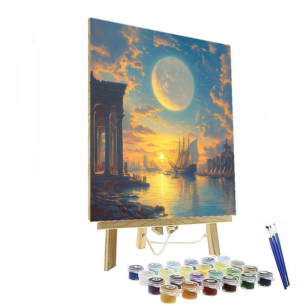 Claude Lorrain Inspired Planet Rise Harbor Numbered painting kits