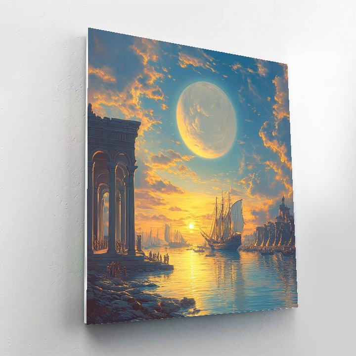 Claude Lorrain Inspired Planet Rise Harbor Numbered painting kits