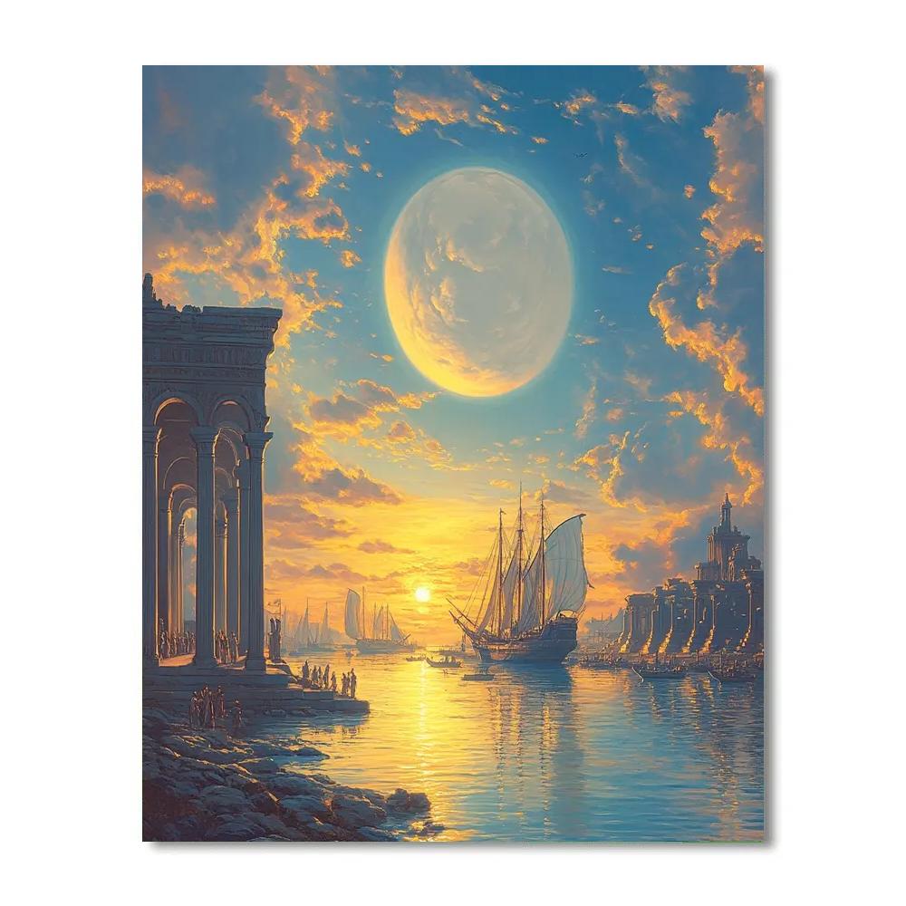 Claude Lorrain Inspired Planet Rise Harbor Numbered painting kits