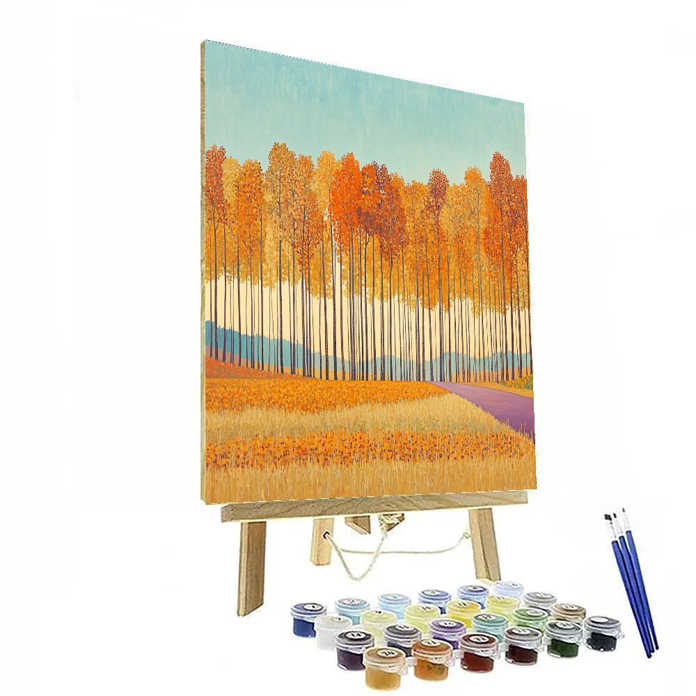 Claude Monet Inspired Autumn Poplar Avenue DIY paint by numbers