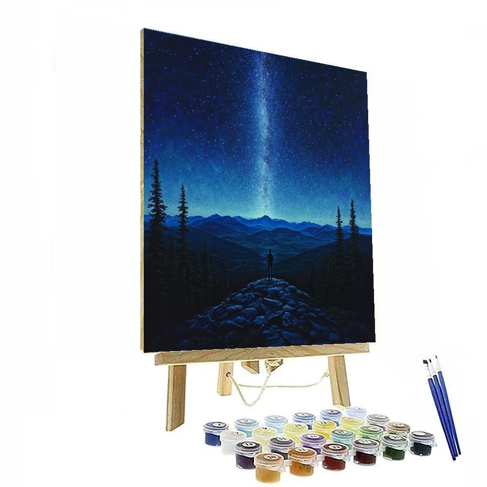 Caspar David Friedrich Inspired Night Hiker And Milky Way - DIY Painting By Numbers Kit