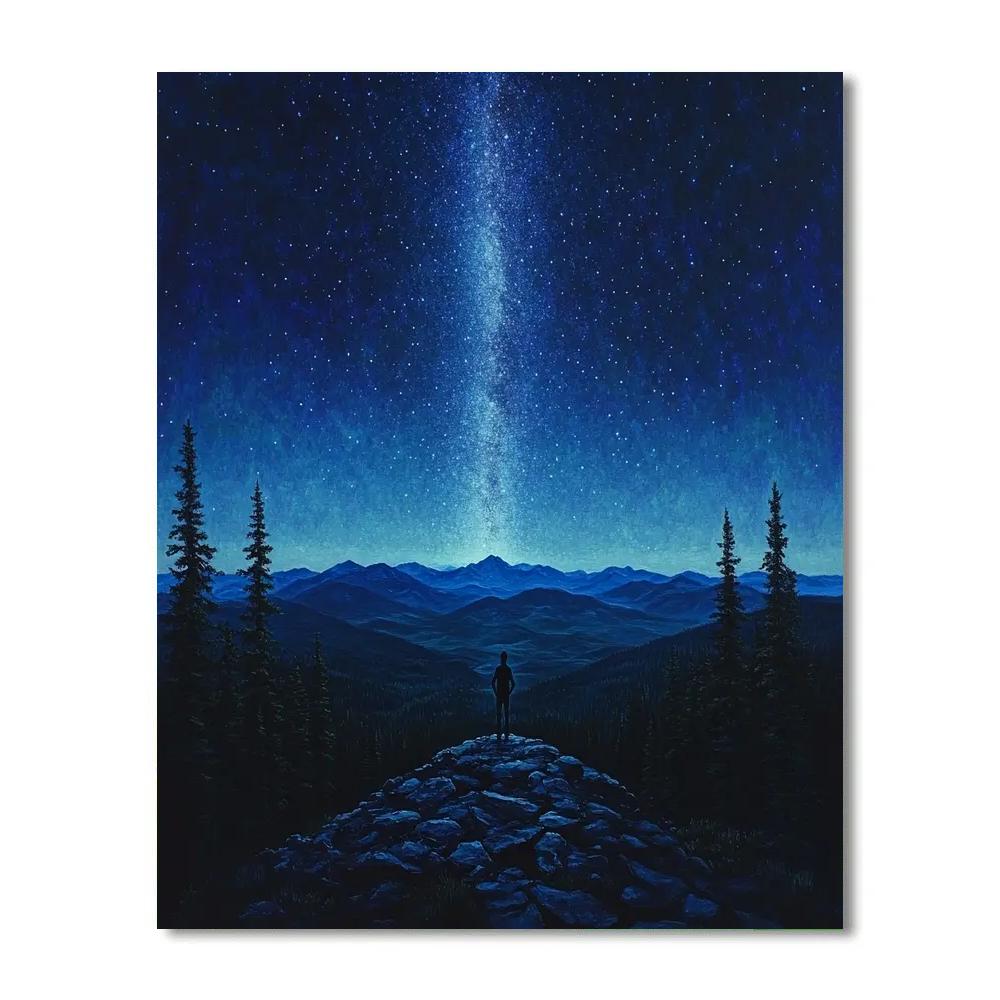 Caspar David Friedrich Inspired Night Hiker And Milky Way Paint by numbers artCaspar David Friedrich Inspired Night Hiker And Milky Way - DIY Painting By Numbers Kit - Image 3
