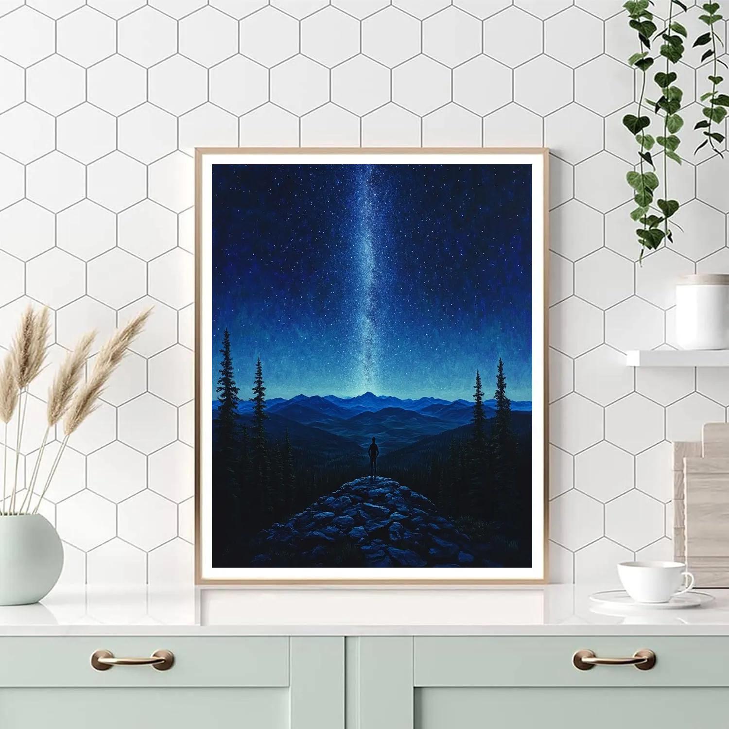 Caspar David Friedrich Inspired Night Hiker And Milky Way Paint by numbers artCaspar David Friedrich Inspired Night Hiker And Milky Way - DIY Painting By Numbers Kit - Image 4