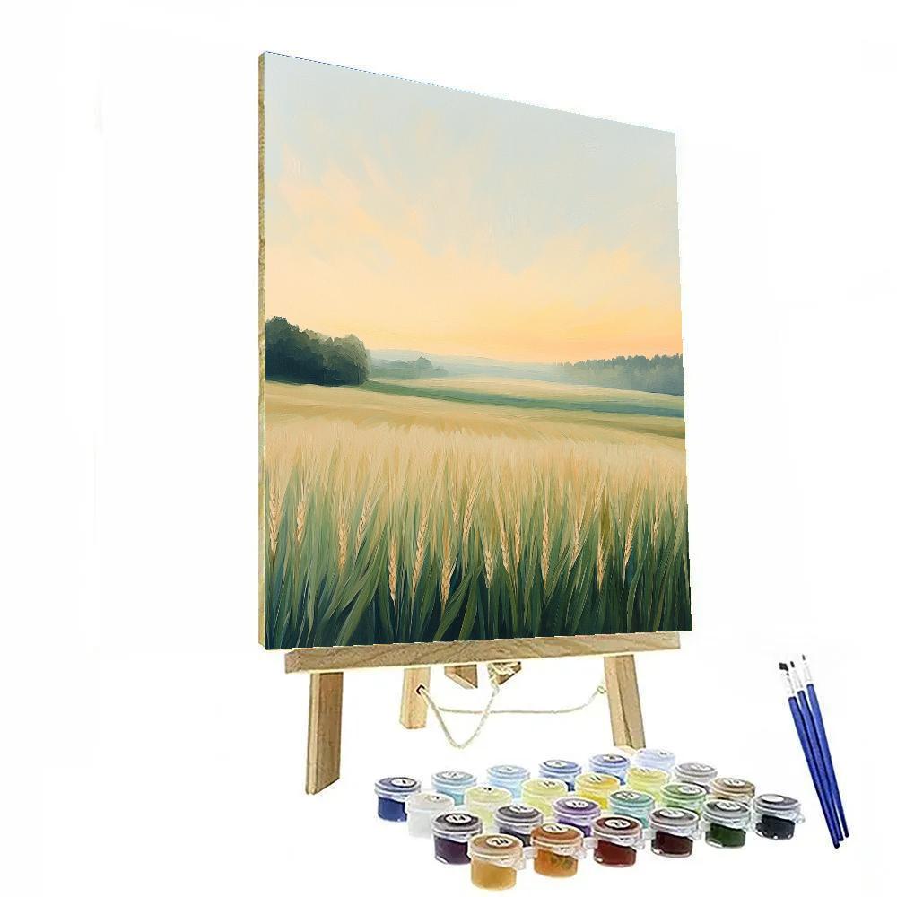 Claude Monet Inspired Misty Wheatfield At Dawn painting number kit