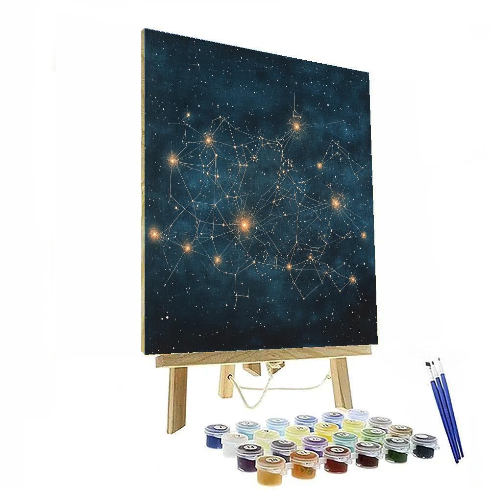 Leonardo Da Vinci Inspired Constellation Of Thoughts Number painting