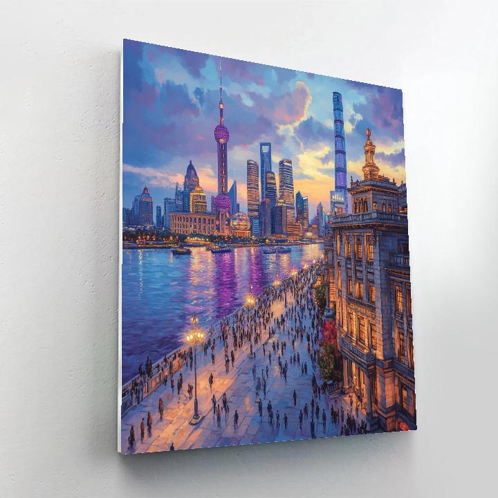 Bund Riverfront Skyline Shanghai China paint by color