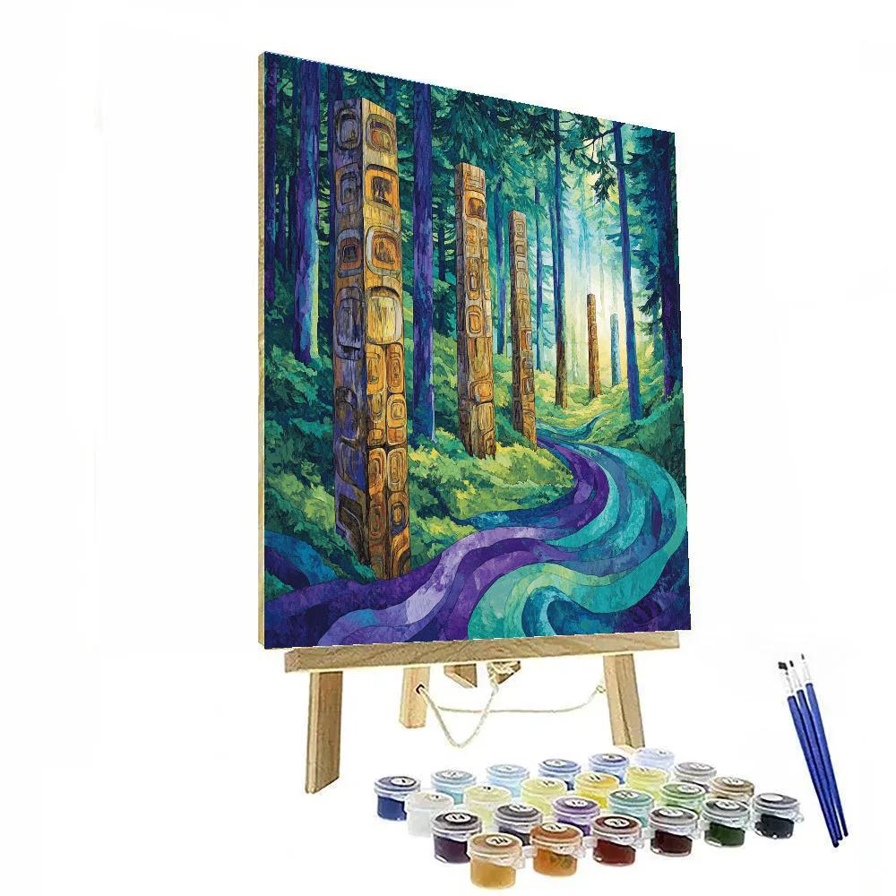 Emily Carr Inspired Totem Ridge Forest Veil Paint by numbers kits