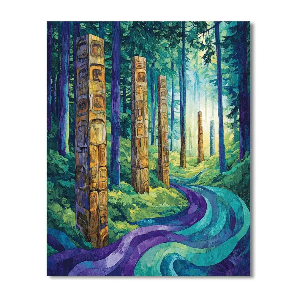 Emily Carr Inspired Totem Ridge Forest Veil Paint by numbers kits
