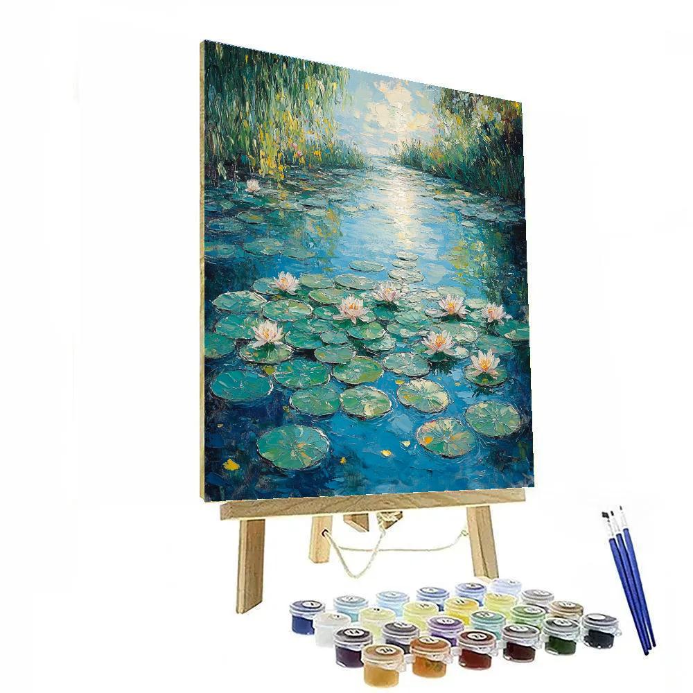Claude Monet Inspired Turquoise Lily Pond Breeze paint by color