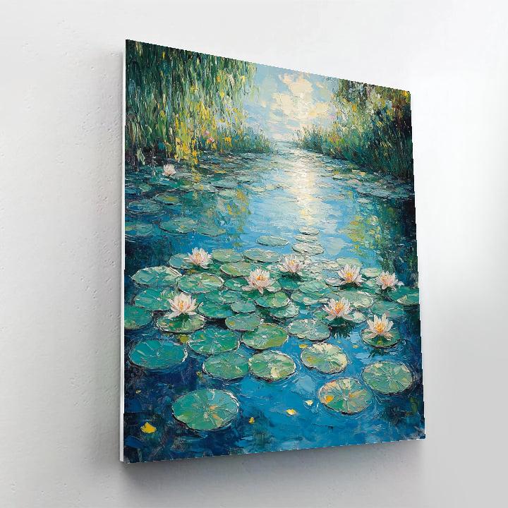 Claude Monet Inspired Turquoise Lily Pond Breeze paint by color