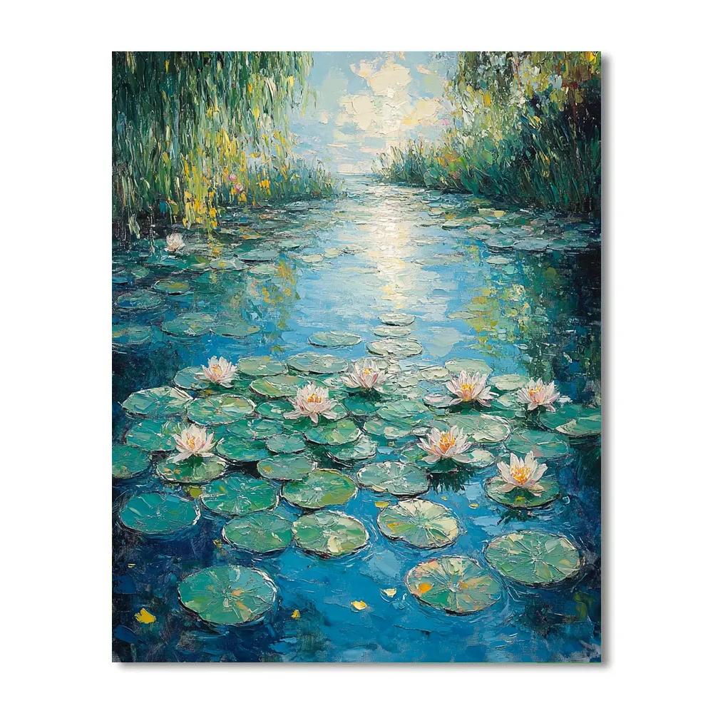 Claude Monet Inspired Turquoise Lily Pond Breeze paint by color