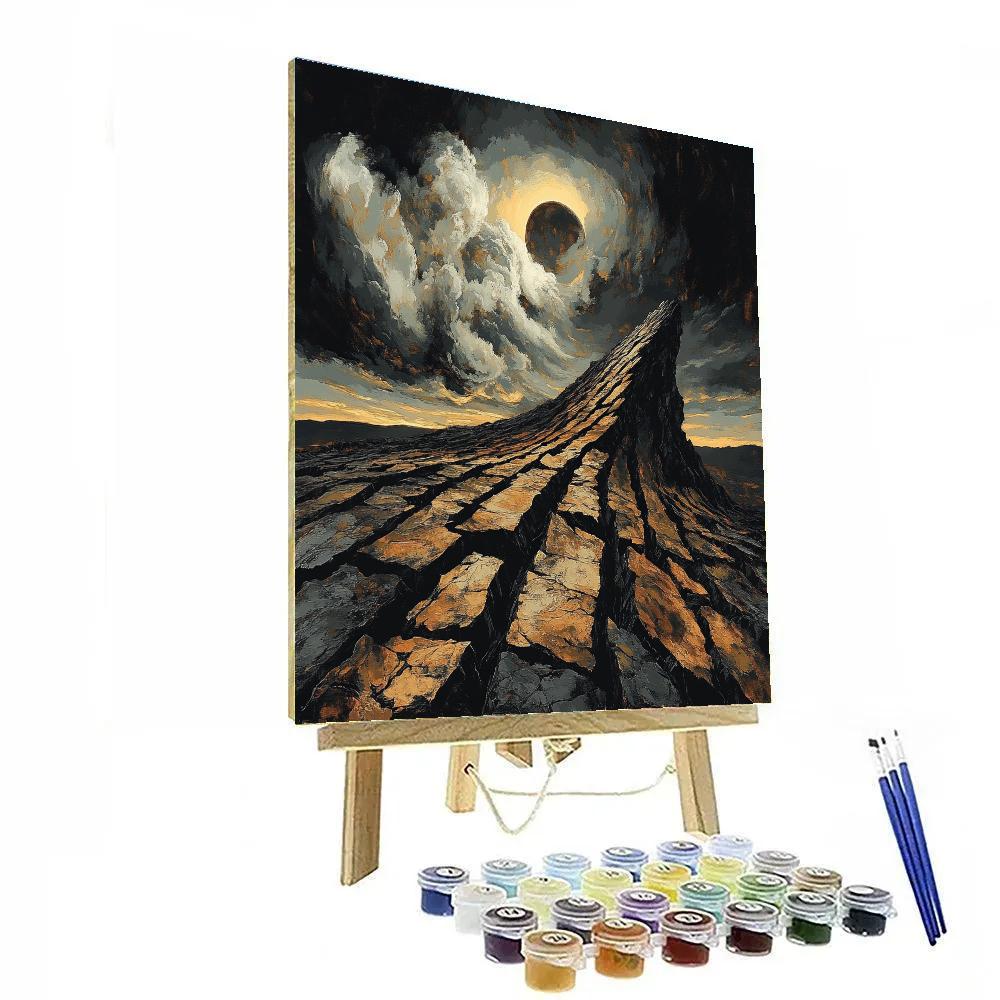 Francisco Goya Inspired Eclipsed Moon Over Broken Basalt Ridge Paint by numbers kits