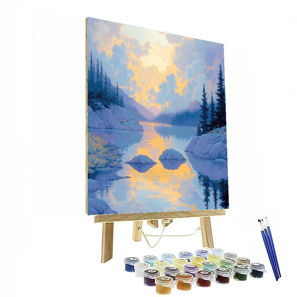 Franklin Carmichael Inspired Misty Shield Lake At Dawn Numbered painting kits