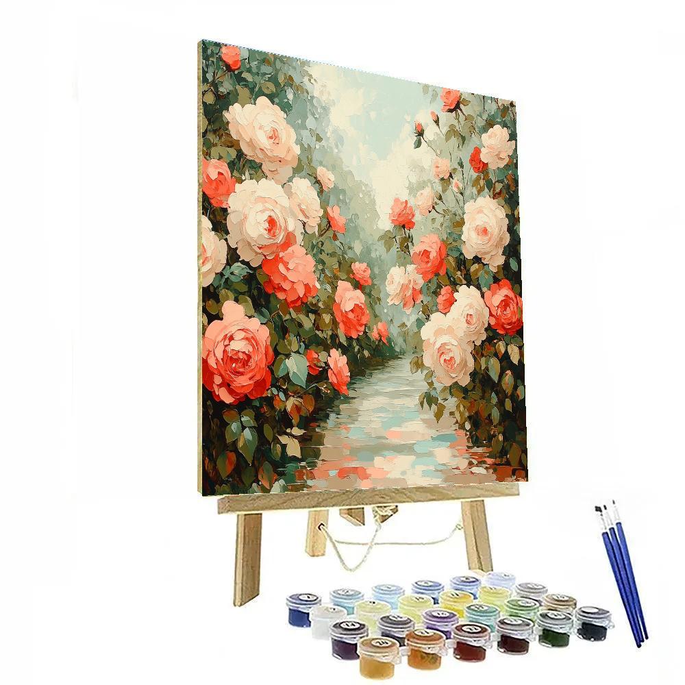 Claude Monet Inspired Rose Garden After Rain Paint by numbers art