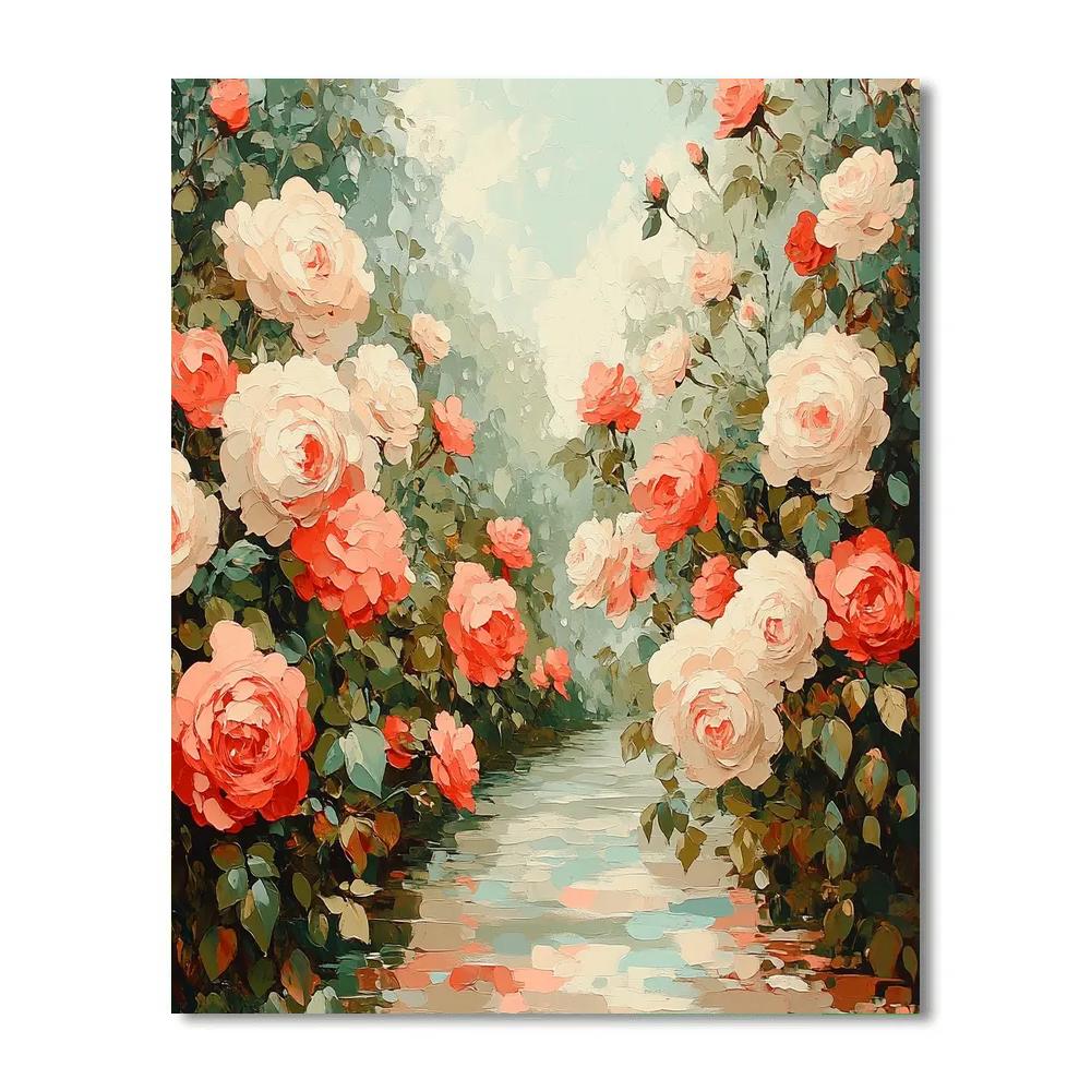 Claude Monet Inspired Rose Garden After Rain Paint by numbers art