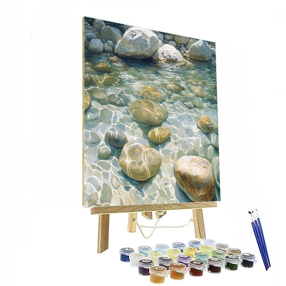 Leonardo Da Vinci Inspired River Stones And Reflections paint by color