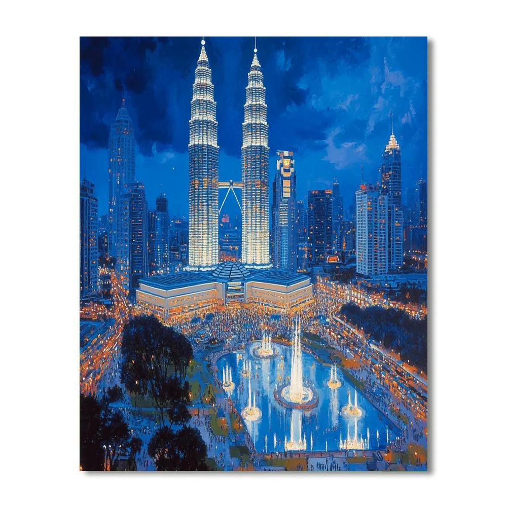 Petronas Towers City Center Kuala Lumpur Malaysia DIY paint by numbers