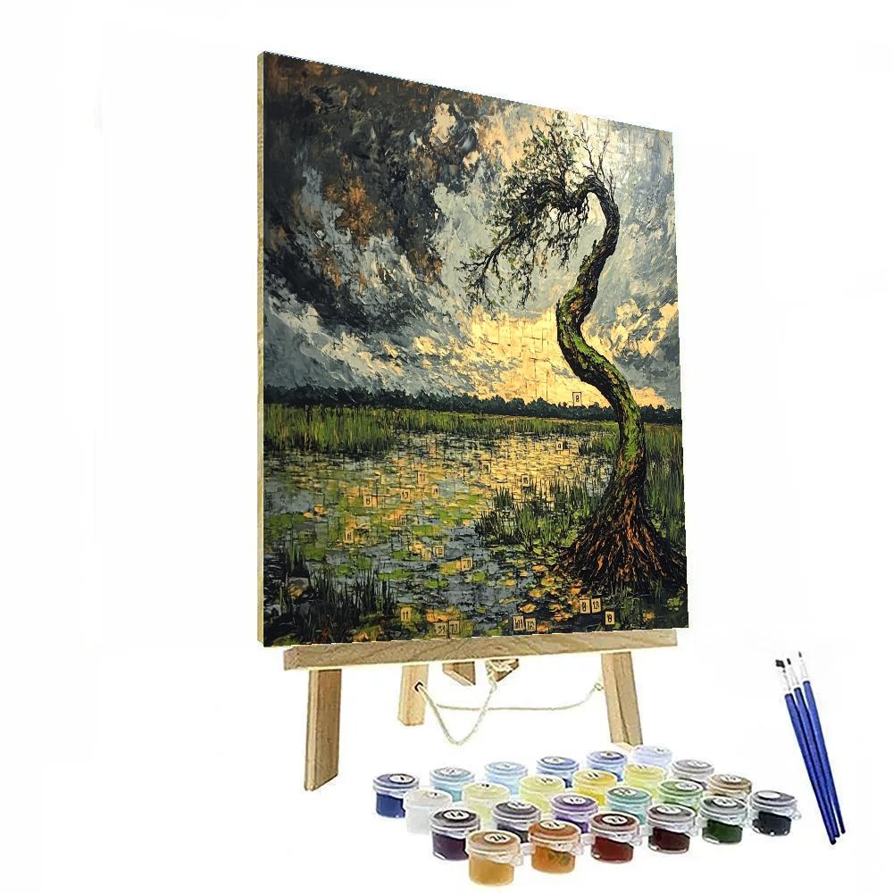 Francisco Goya Inspired Withered Cypress Above Sulfurous Marsh DIY paint by numbers