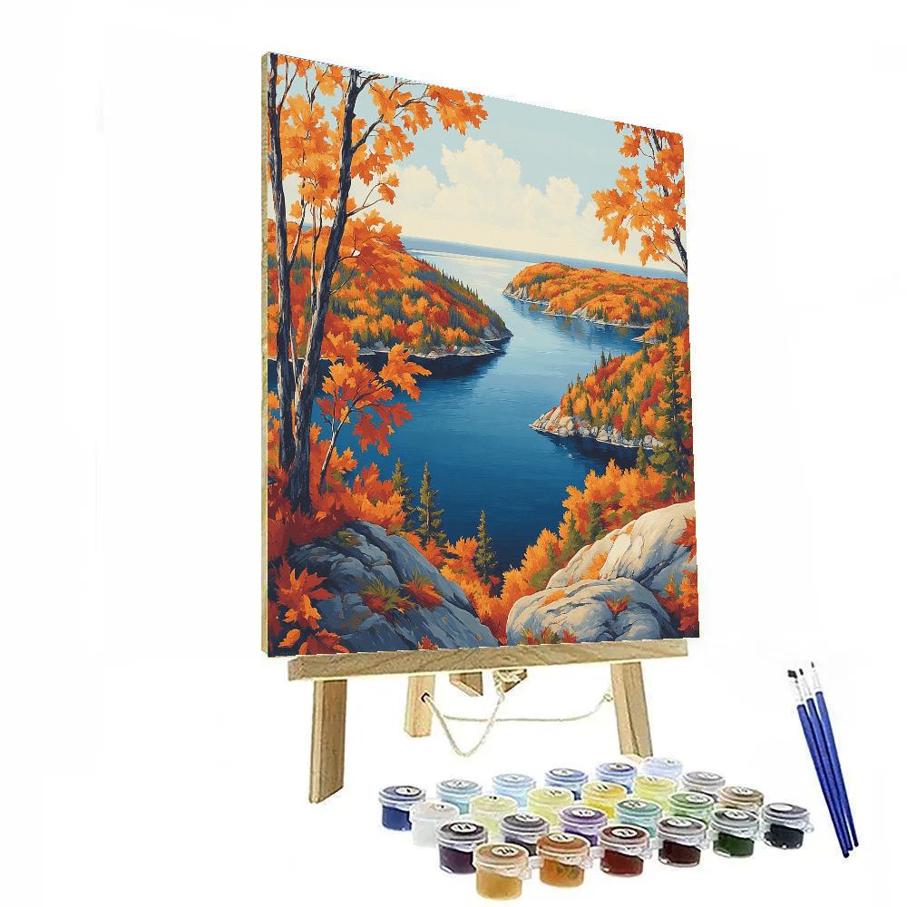 Franklin Carmichael Inspired Autumn Ridges Above Sapphire Bay paint by number