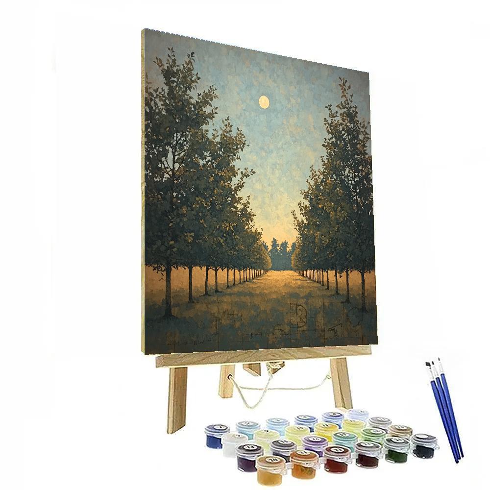 Leonardo Da Vinci Inspired Orchard At Nightfall paint by numbers