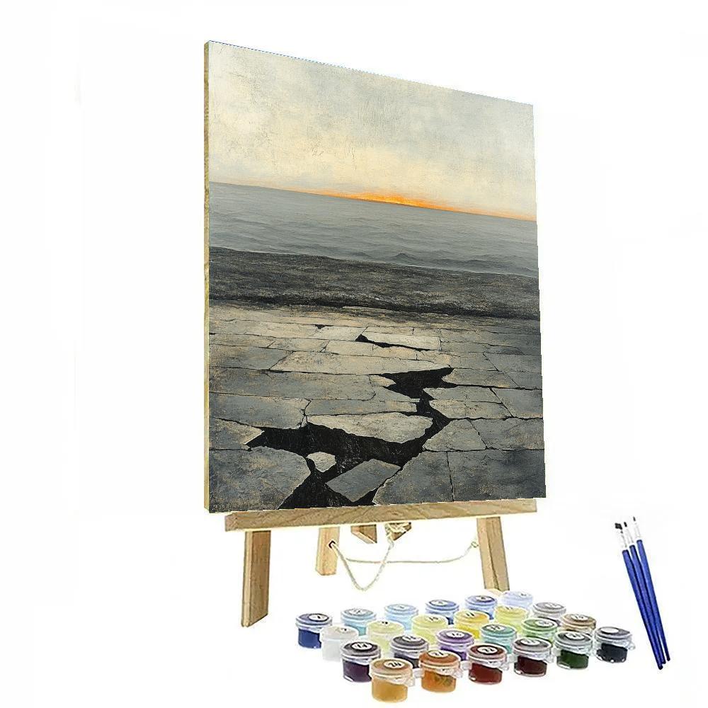 Francisco Goya Inspired Ashen Coastline With Distant Ember Horizon paint by number