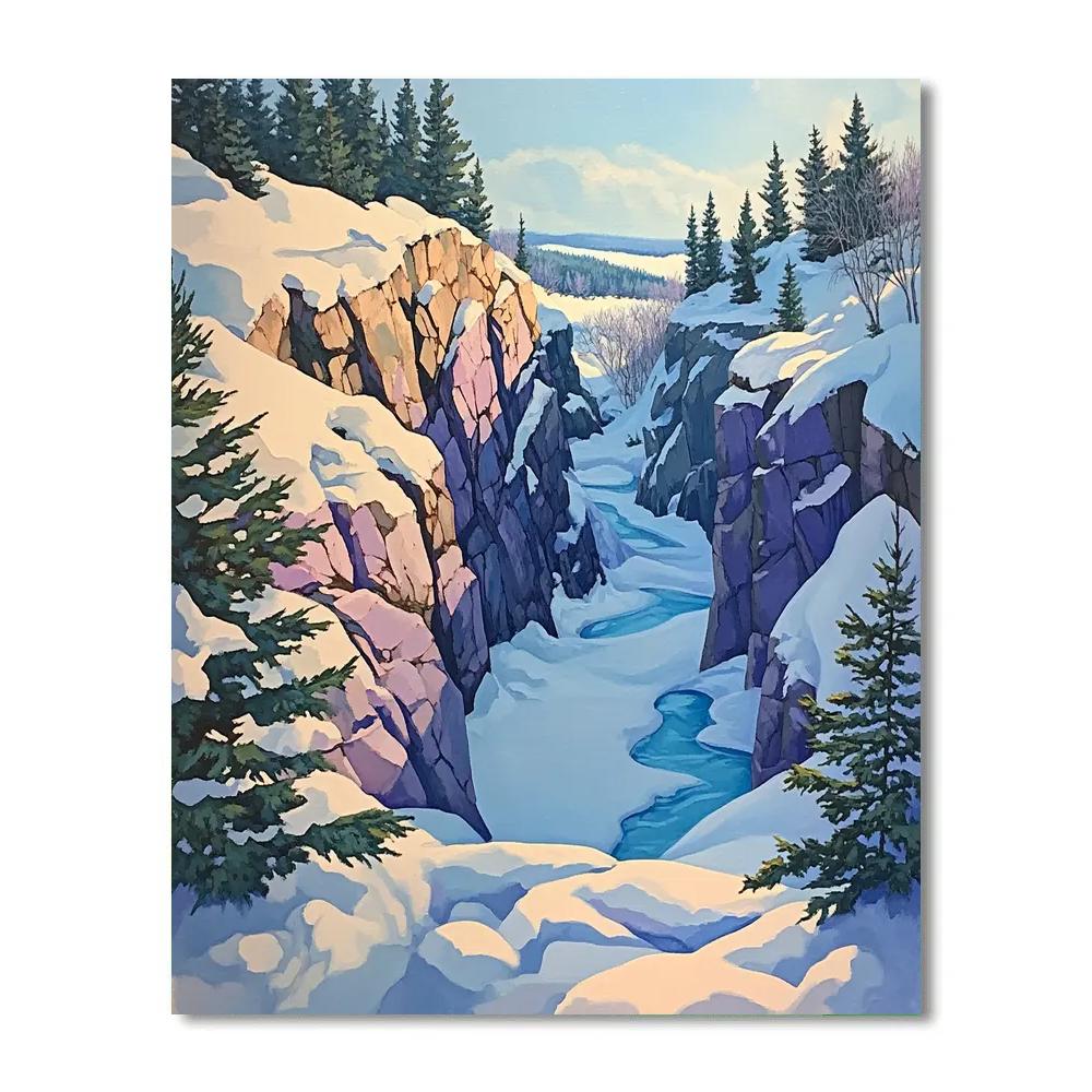 Franklin Carmichael Inspired Winter Light On Granite Valley DIY paint by numbers