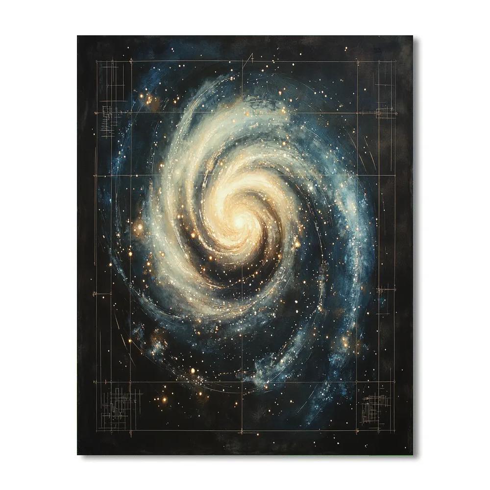 Leonardo Da Vinci Inspired Spiral Galaxy Draft Painting by numbers kit