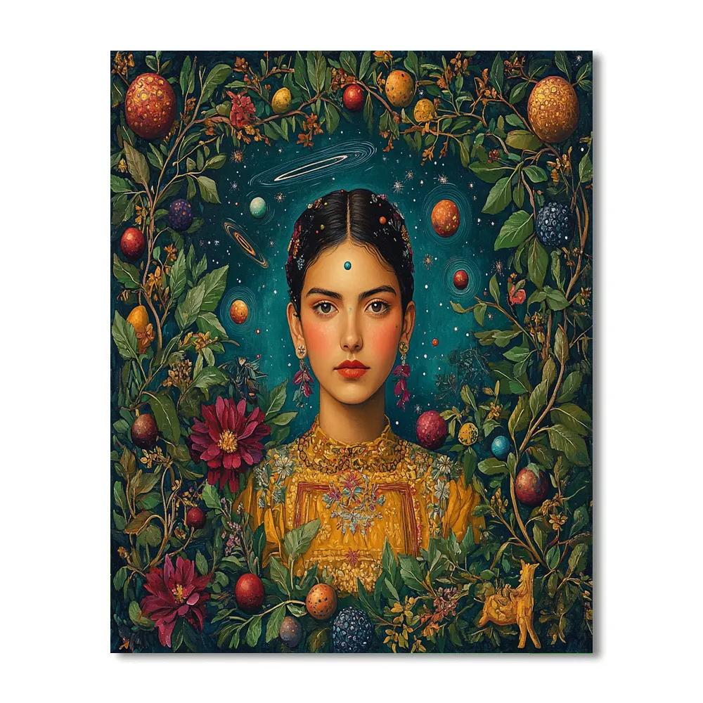 Frida Kahlo Inspired Cosmic Self Portrait With Comets Paint by numbers kits