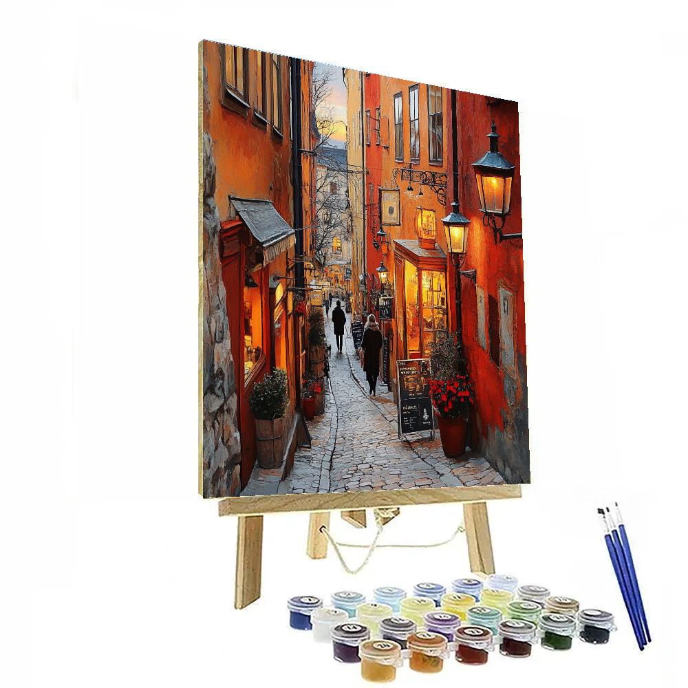 Gamla Stan Cobbled Streets Stockholm Sweden DIY paint by numbers