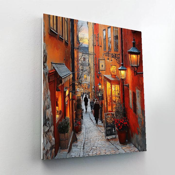 Gamla Stan Cobbled Streets Stockholm Sweden DIY paint by numbers