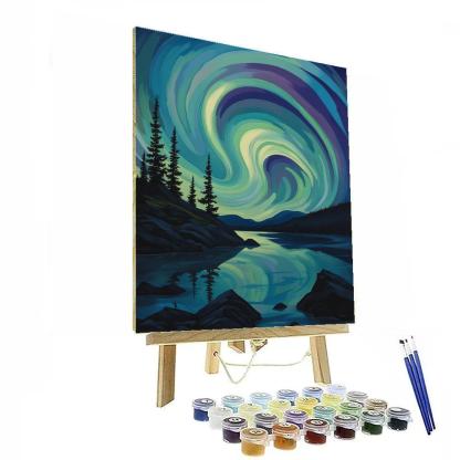 Frederick Varley Inspired Aurora Rising Over Granite Shield Painting by numbers kit