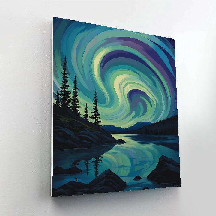 Frederick Varley Inspired Aurora Rising Over Granite Shield Painting by numbers kit