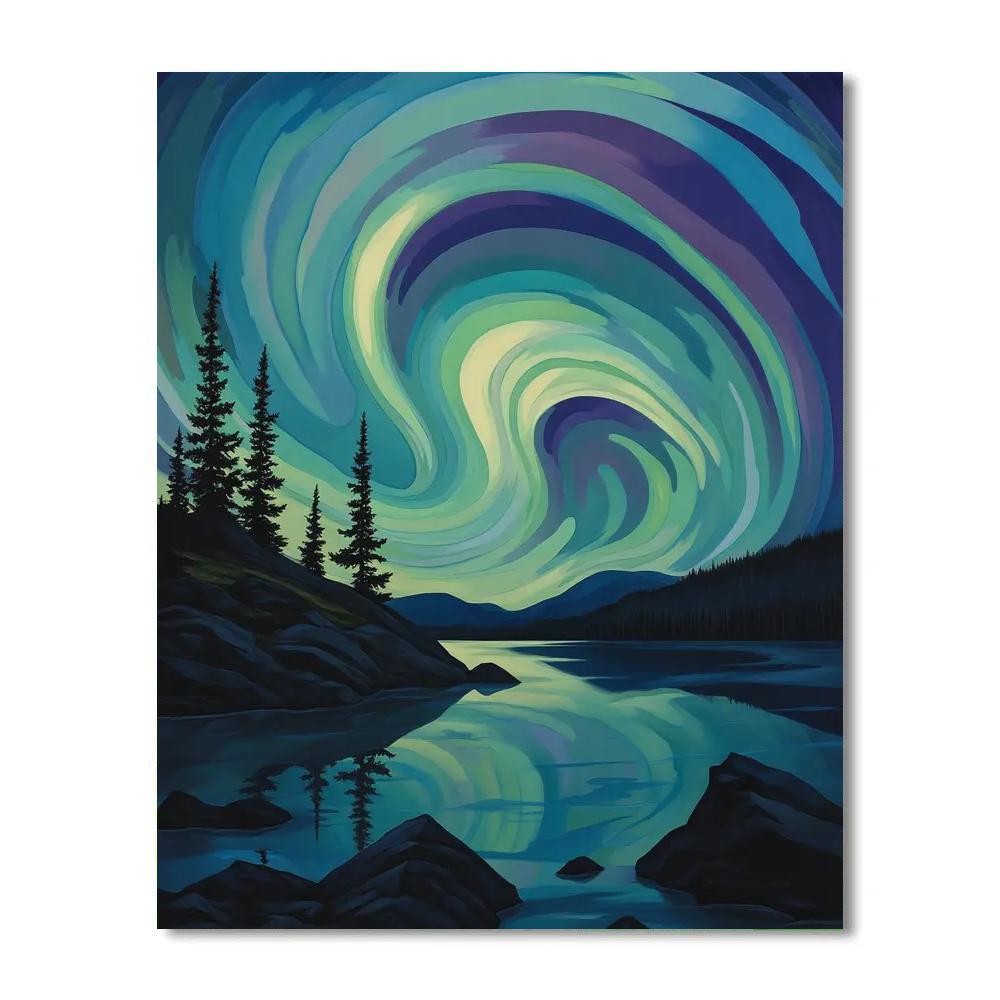 Frederick Varley Inspired Aurora Rising Over Granite Shield Painting by numbers kit