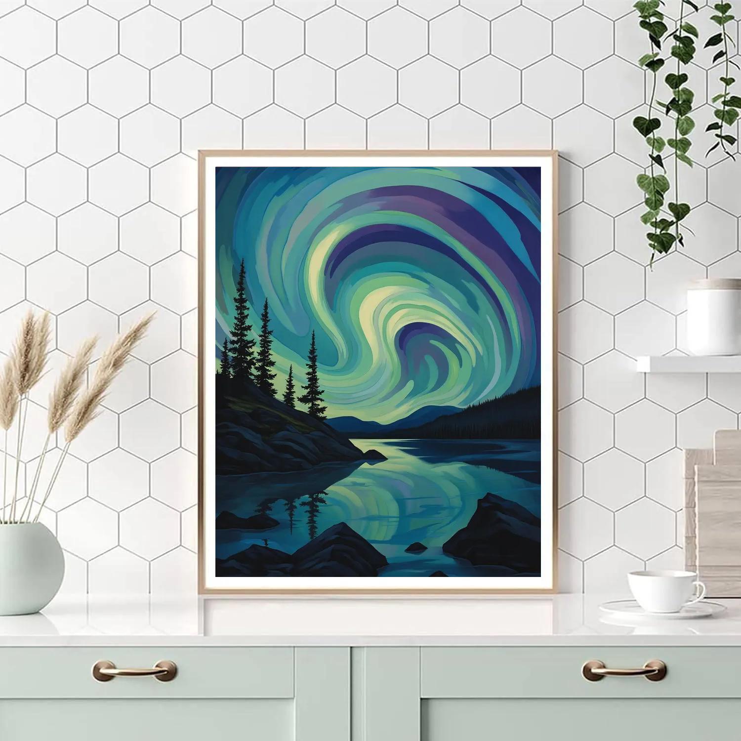 Frederick Varley Inspired Aurora Rising Over Granite Shield Painting by numbers kit