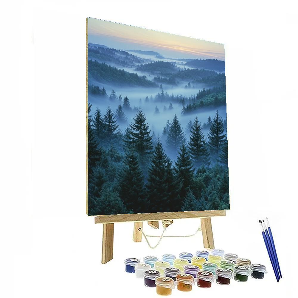Claude Monet Inspired Morning Fog In Pine Valley paint by color