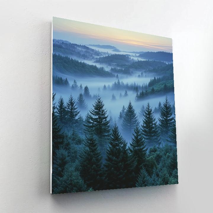 Claude Monet Inspired Morning Fog In Pine Valley paint by color