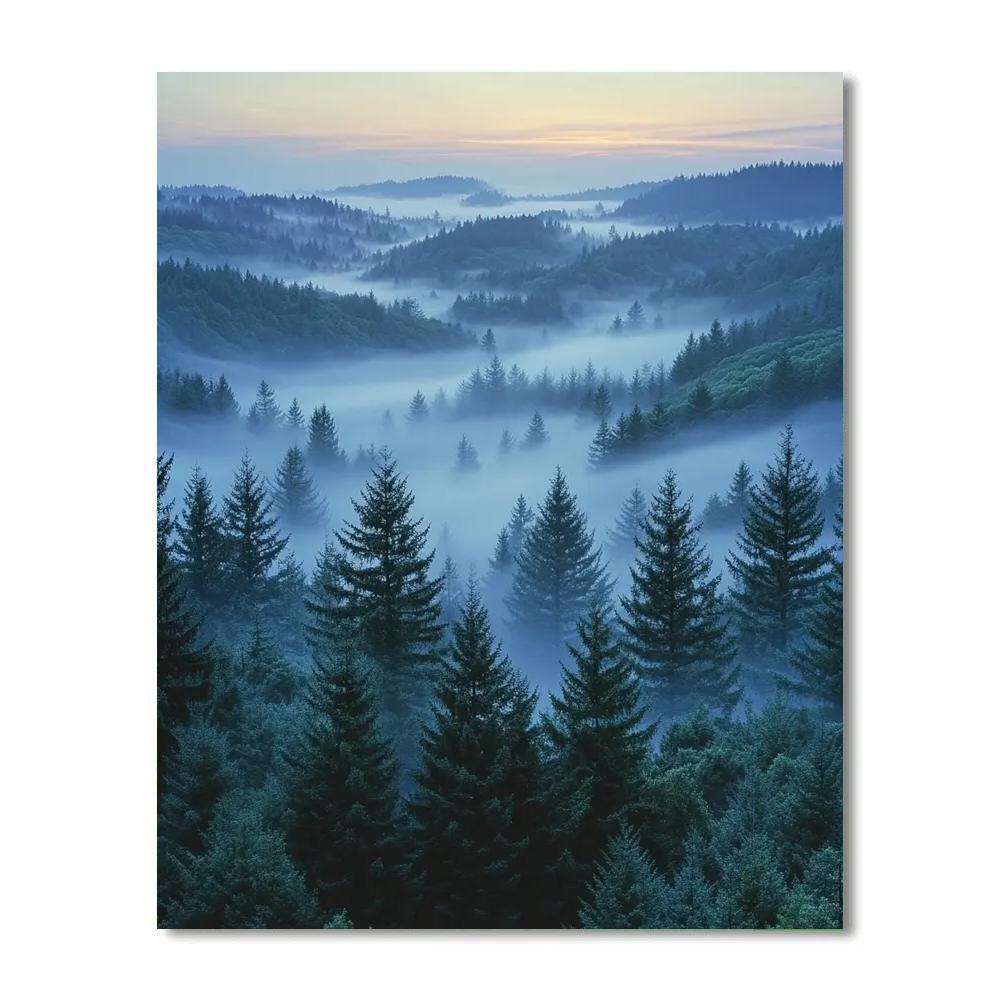 Claude Monet Inspired Morning Fog In Pine Valley paint by color