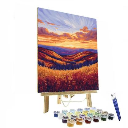 Frederick Varley Inspired Ember Sunset Across Autumn Valley paint by color