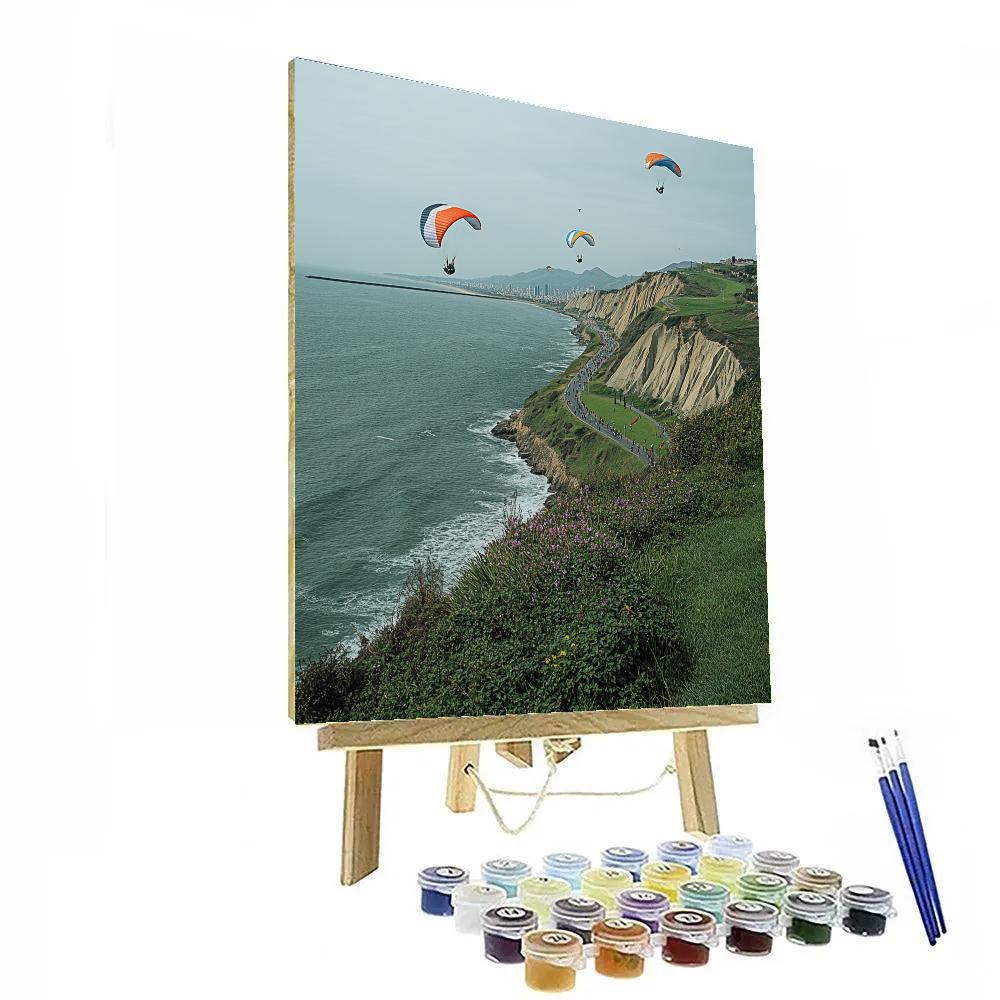Miraflores Cliffside Park And Pacific Lima Peru paint by color
