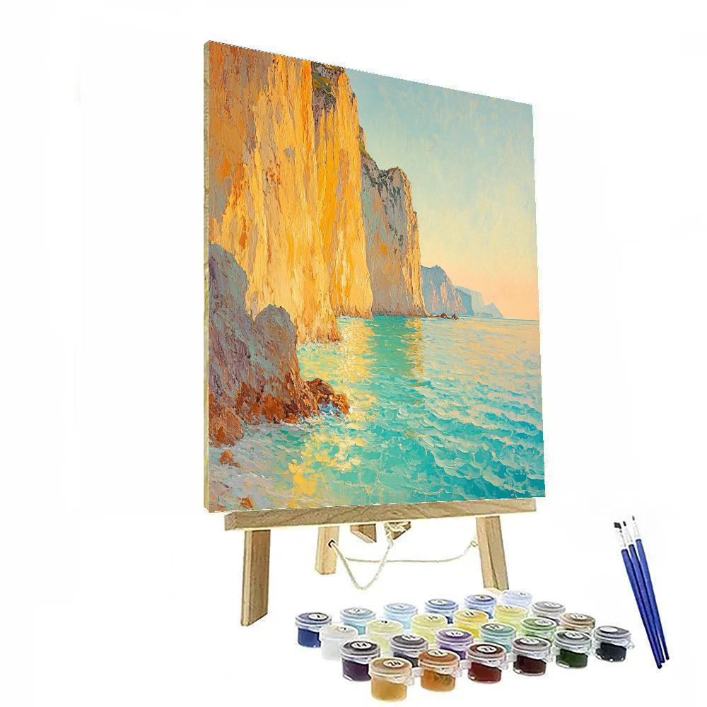 Claude Monet Inspired Ochre Cliffs By Tranquil Sea painting number kit