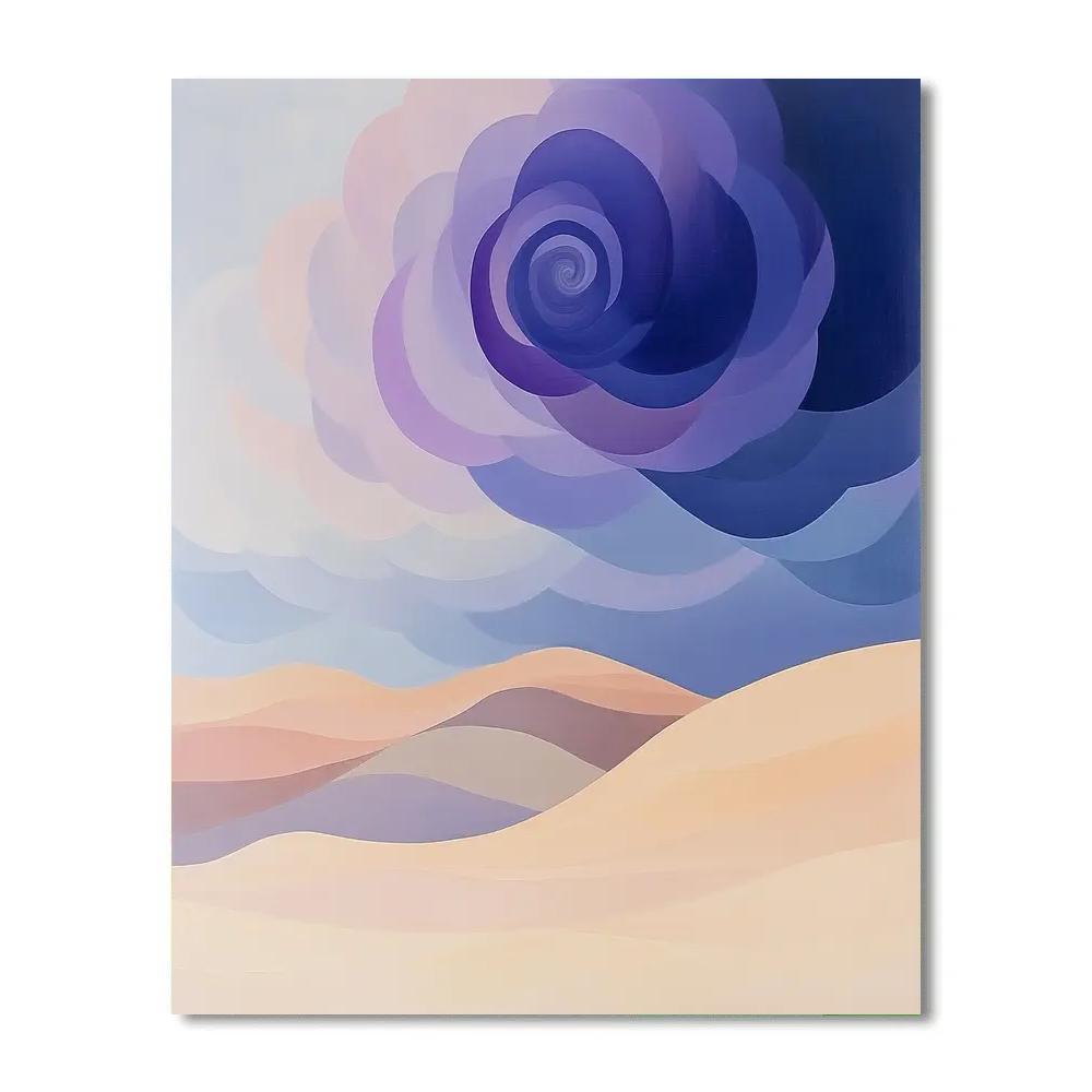 Georgia O Keeffe Inspired Violet Cloud Spiral Above Dune Ridge DIY paint by numbers