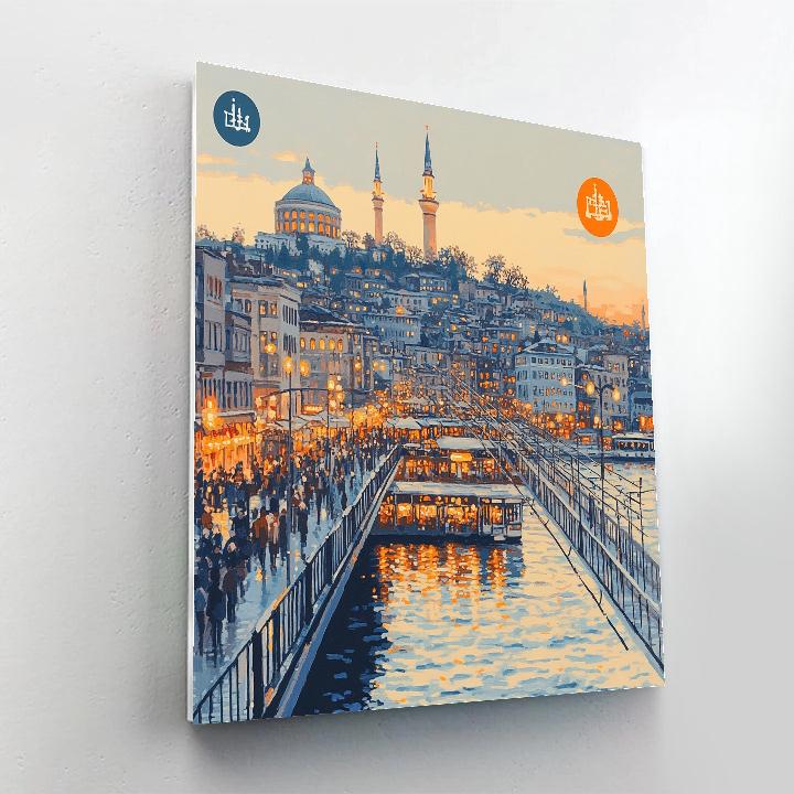 Galata Bridge And Skyline Istanbul Turkiye paint by number
